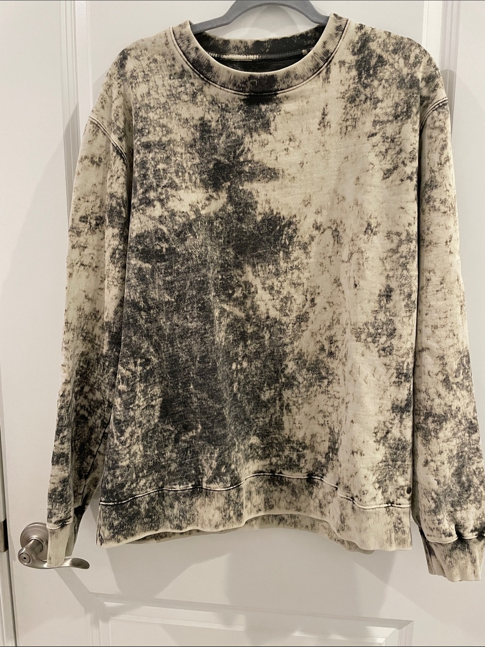 All Saints Men's Washed Tie-Dye Crewneck Sweatshirt - Black & Cream